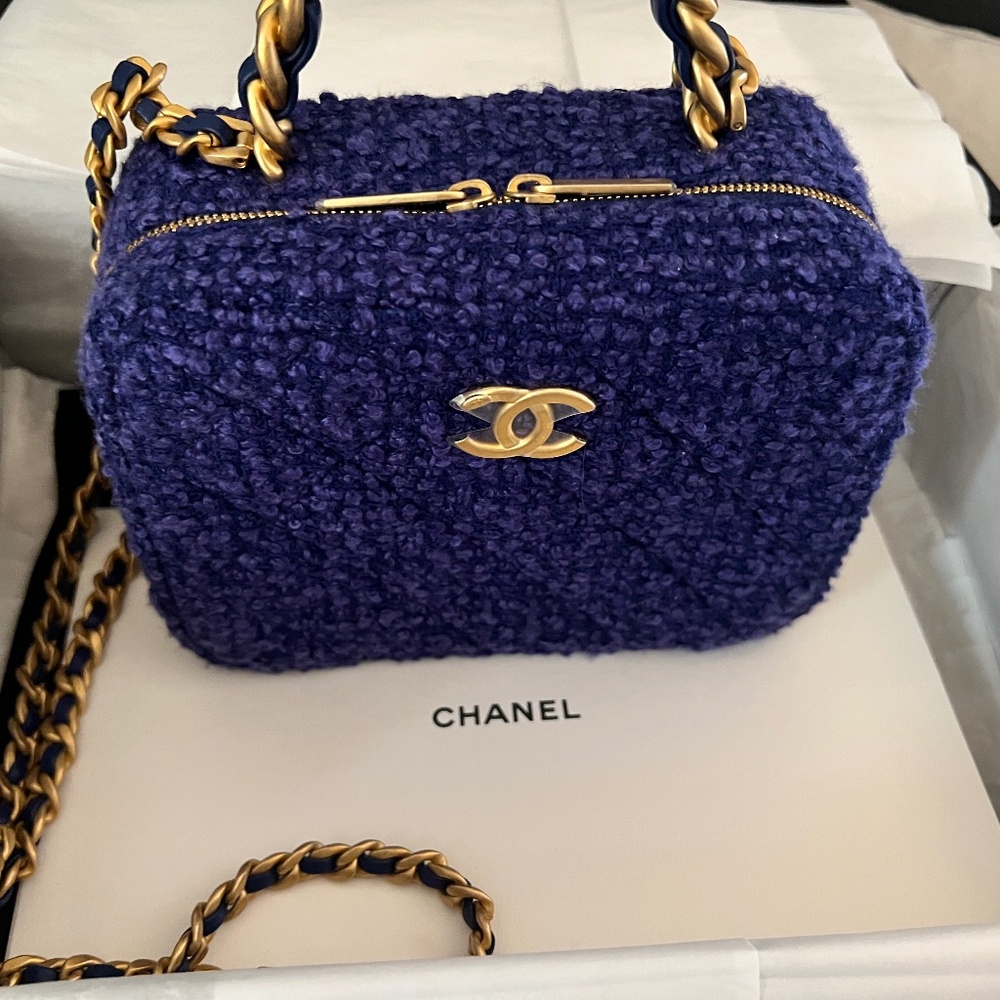 Chanel Tweed Top Handle Vanity Bag